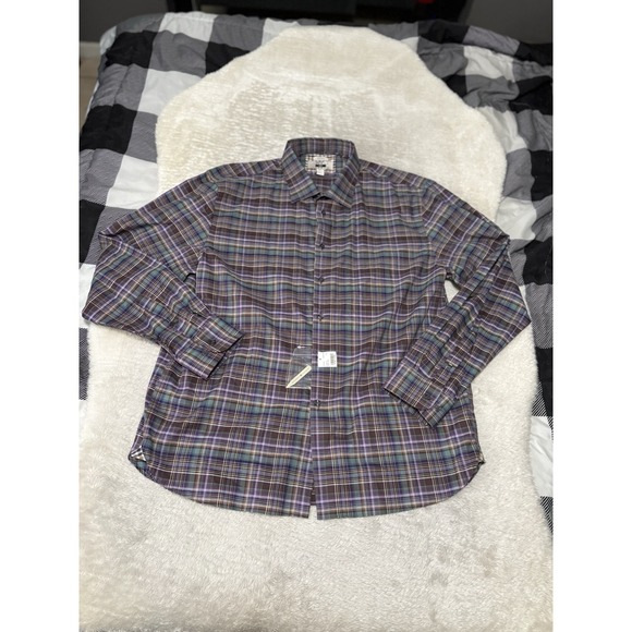 New Joseph Abboud Mens Purple Plaid Non Iron Button Down Short Size XXL‎ Top NWT - Picture 1 of 6